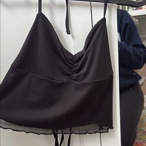 Chic Black Ruched Camisole Top